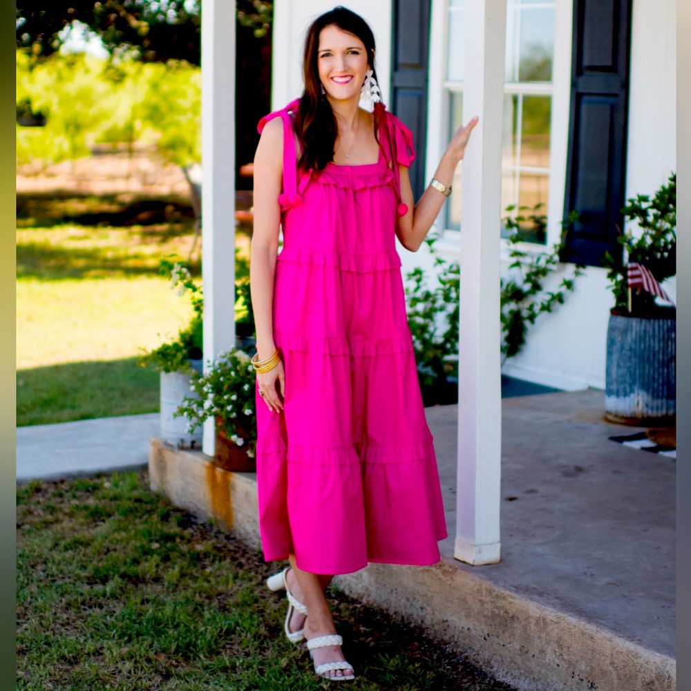 M TCEC Think Pink Pom Pom Midi Dress NWT